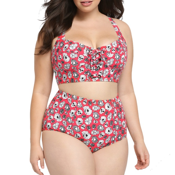 skull bathing suits plus size